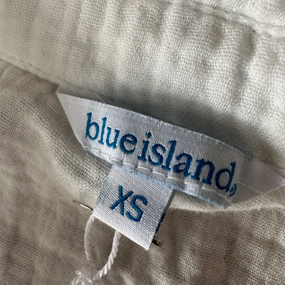 Blue Island Women's XS Button Down Shirt White St Tropez Ibiza Mykonos Gauze NEW - Picture 4 of 10